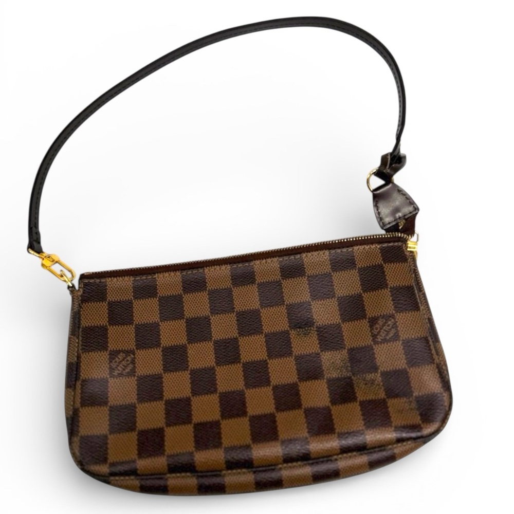 Auth Louis Vuitton Damier Pouchette Accessories Brown Checker small shoulder bag - Picture 9 of 13